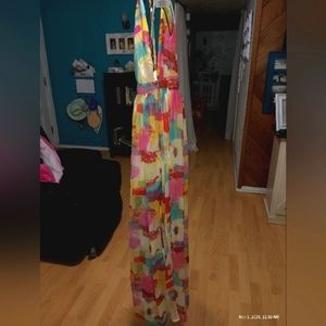Papaya size L sheer colorful strappy Maxi dress